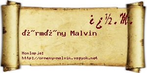 Örmény Malvin névjegykártya