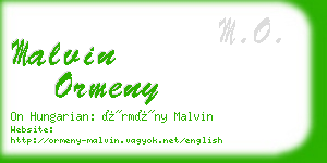 malvin ormeny business card